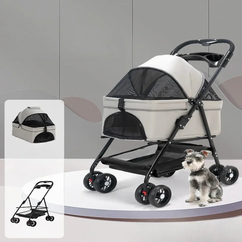 Pet Stroller for Dogs and Cats Lightweight and Foldable Teddy Baby Stroller Small Outdoor Pet Cart for Travel Easy