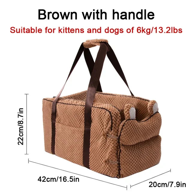 Portable Cat and Dog Travel Bed, Central Control, Car Safety,Transport, Carrier, Protector for Small Dog, Chihuahua, Teddy