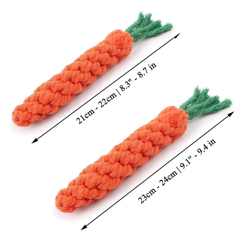 1Pcs Carrot Dog Bite Rope Pet Dog Toys Safe Durable Braided Bite Dog Chew Toys Resistant Puppy Molar Cleaning Teeth Cotton Rope