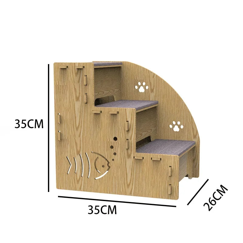 Dog Stairs Steps Wood Pet Puppy Stairs Ladder Ramp for Medium Small Dogs Old Cats Staircase Cat Ladder Non-Slip Dogs Ramp