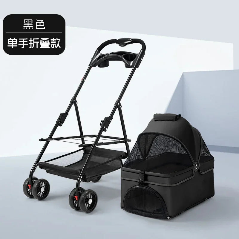 Pet Stroller for Dogs and Cats Lightweight and Foldable Teddy Baby Stroller Small Outdoor Pet Cart for Travel Easy