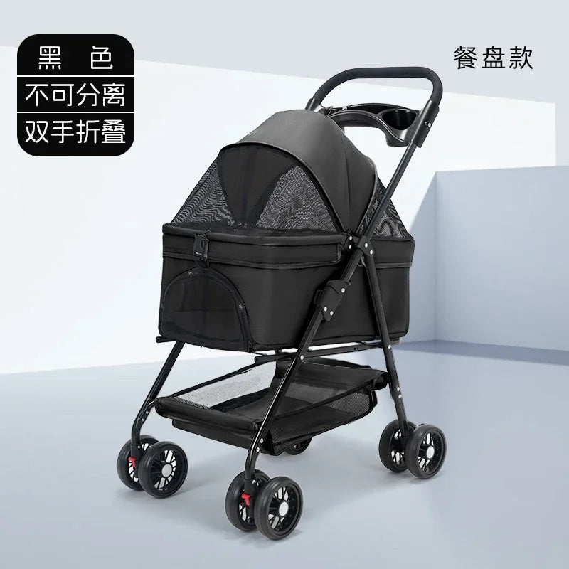 Pet Stroller for Dogs and Cats Lightweight and Foldable Teddy Baby Stroller Small Outdoor Pet Cart for Travel Easy