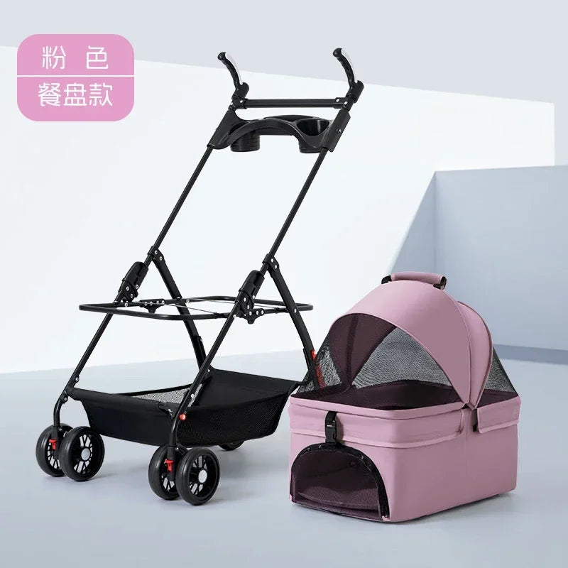 Pet Stroller for Dogs and Cats Lightweight and Foldable Teddy Baby Stroller Small Outdoor Pet Cart for Travel Easy