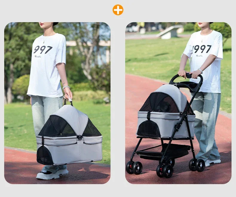 Pet Stroller for Dogs and Cats Lightweight and Foldable Teddy Baby Stroller Small Outdoor Pet Cart for Travel Easy