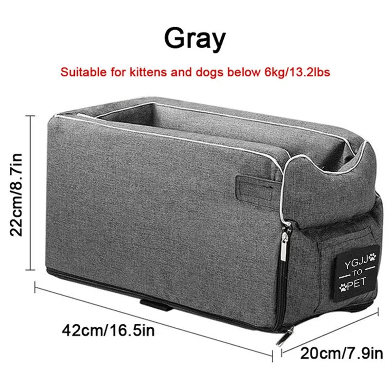 Portable Cat and Dog Travel Bed, Central Control, Car Safety,Transport, Carrier, Protector for Small Dog, Chihuahua, Teddy