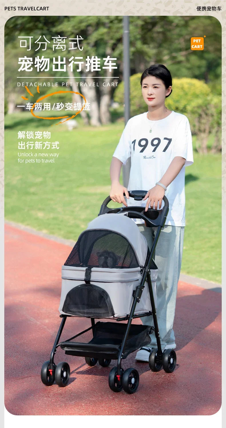 Pet Stroller for Dogs and Cats Lightweight and Foldable Teddy Baby Stroller Small Outdoor Pet Cart for Travel Easy