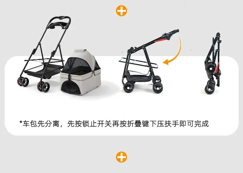 Pet Stroller for Dogs and Cats Lightweight and Foldable Teddy Baby Stroller Small Outdoor Pet Cart for Travel Easy