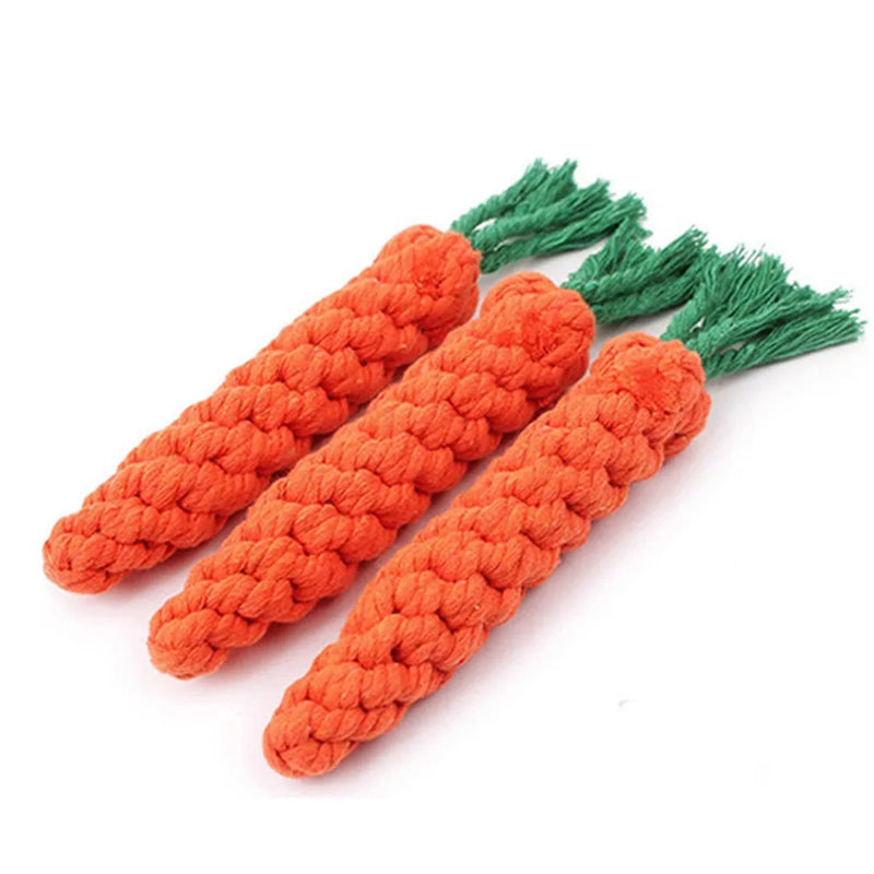 1Pcs Carrot Dog Bite Rope Pet Dog Toys Safe Durable Braided Bite Dog Chew Toys Resistant Puppy Molar Cleaning Teeth Cotton Rope