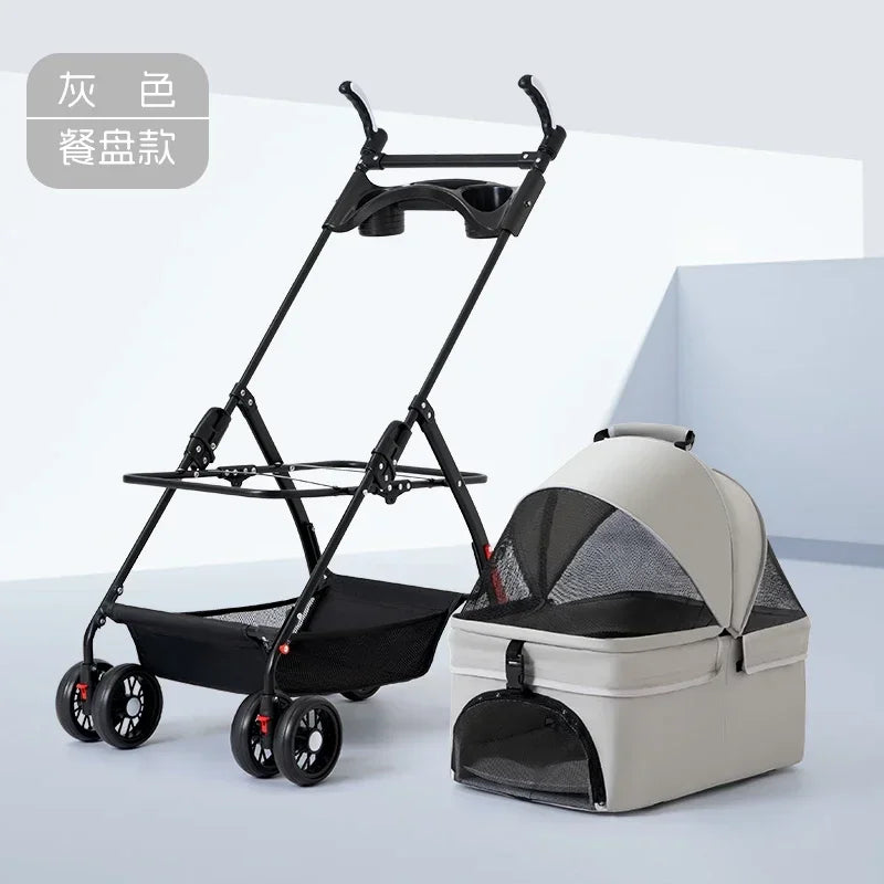 Pet Stroller for Dogs and Cats Lightweight and Foldable Teddy Baby Stroller Small Outdoor Pet Cart for Travel Easy