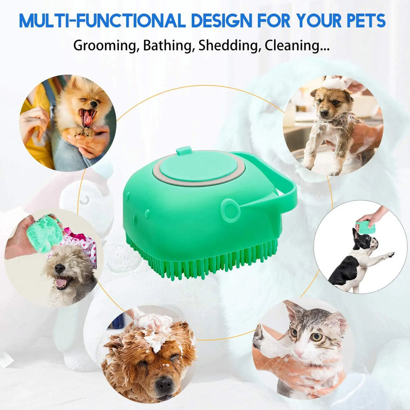 Pet Dog Shampoo Brush 2.7oz 80ml Cat Massage Comb Grooming Scrubber  for Bathing Short Hair Soft Silicone Rubber