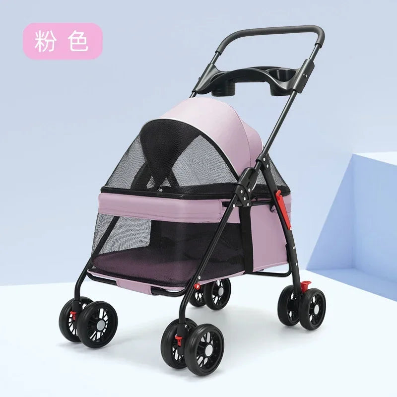 Pet Stroller for Dogs and Cats Lightweight and Foldable Teddy Baby Stroller Small Outdoor Pet Cart for Travel Easy