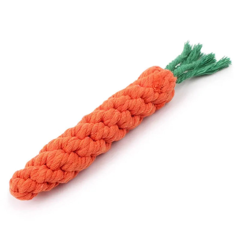 1Pcs Carrot Dog Bite Rope Pet Dog Toys Safe Durable Braided Bite Dog Chew Toys Resistant Puppy Molar Cleaning Teeth Cotton Rope