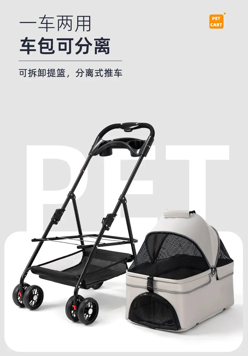 Pet Stroller for Dogs and Cats Lightweight and Foldable Teddy Baby Stroller Small Outdoor Pet Cart for Travel Easy