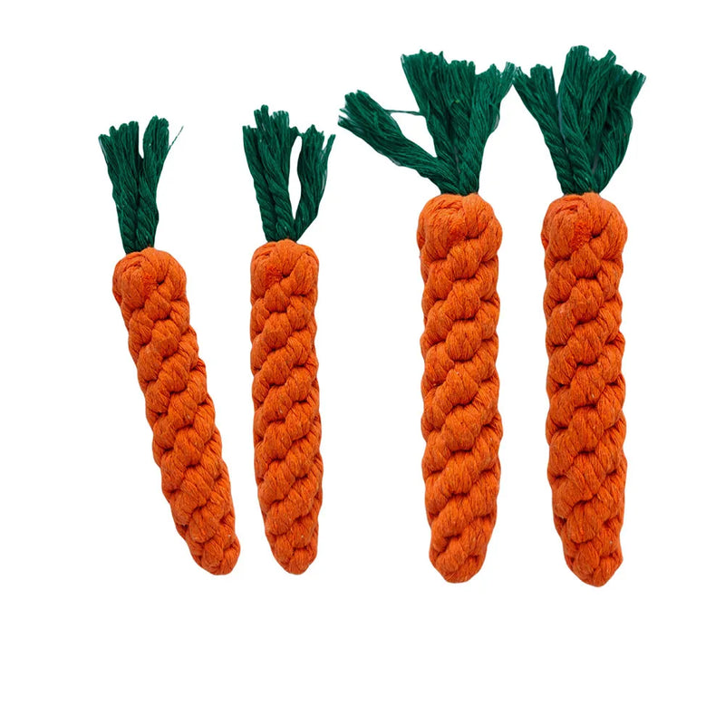 1Pcs Carrot Dog Bite Rope Pet Dog Toys Safe Durable Braided Bite Dog Chew Toys Resistant Puppy Molar Cleaning Teeth Cotton Rope